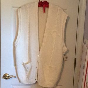 Elizabeth Liz Claiborne Cardigan Vest Cream 2X
